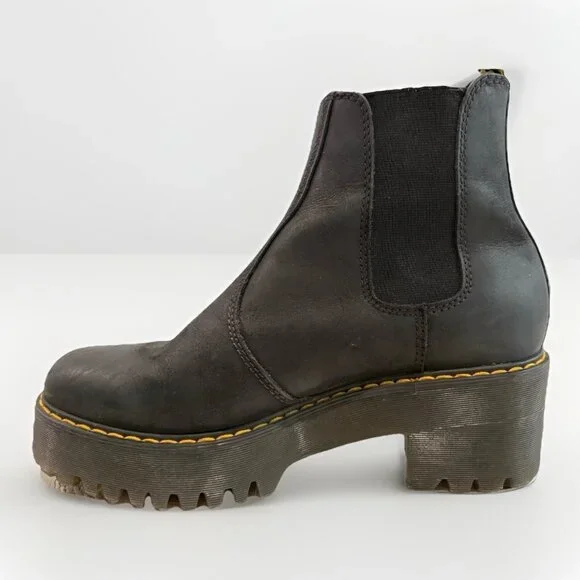 Dr. Martens Docs Rometty Wyoming Black Platform Chelsea Ankle Boots Leather Sz 9 - Picture 4 of 8